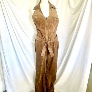 Corduroy jumpsuit backless